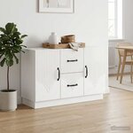 vidaXL Buffet Blanc brillant 89 x 34 5 x 57 cm Bois d'ingénierie