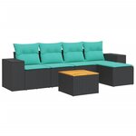 vidaXL Salon de jardin 6 Pièces avec coussins noir résine tressée