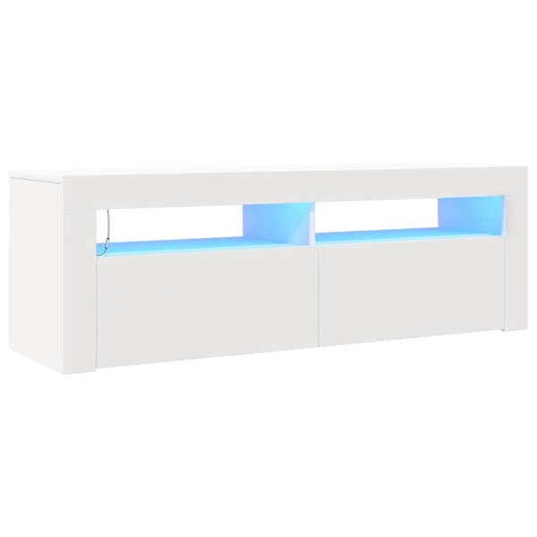 vidaXL Meuble TV avec lumières LED blanc 120x35x40 cm