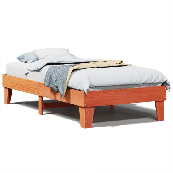 vidaXL Cadre de lit sans matelas cire marron 100x200cm bois pin massif