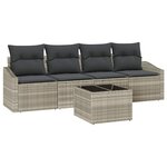 vidaXL Ensemble de salle à manger de jardin 5 pièces avec coussins en poly rotin gris clair