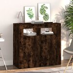vidaXL Buffet avec lumières LED chêne fumé 80x35x75 cm