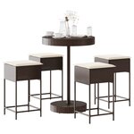 vidaXL Ensemble de bar de jardin avec coussins 5 Pièces marron poly rotin