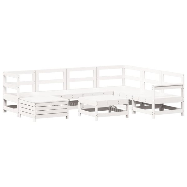 vidaXL Salon de jardin 8 Pièces blanc bois de pin massif