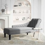 vidaXL Fauteuil long avec coussin et accoudoir droit gris clair tissu