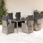 vidaXL Ensemble à manger de jardin 9 Pièces coussins gris résine tressée