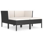 vidaXL Salon de jardin 4 Pièces avec coussins Résine tressée Noir