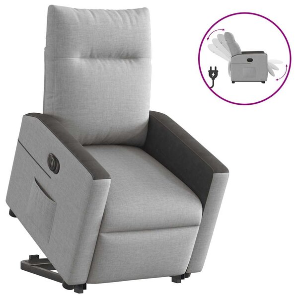 vidaXL Fauteuil inclinable électrique gris nuage tissu