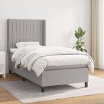 vidaXL Sommier à lattes de lit avec matelas Gris clair 90x200 cm Tissu