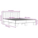 vidaXL Cadre de lit chêne marron 140x200 cm bois d'ingénierie et métal