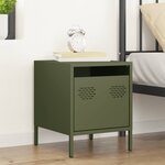 vidaXL Table de chevet vert olive 35x39x43 5 cm acier