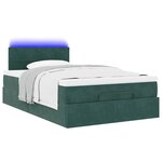vidaXL Lit ottoman avec matelas et LED vert foncé 90x200cm velours