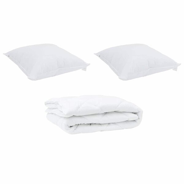 vidaXL Couette avec oreiller 3 Pièces Blanc Microfibre