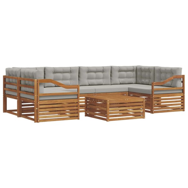 vidaXL Ensemble de canapés d'extérieur 7 pc Gris Naturel et Clair
