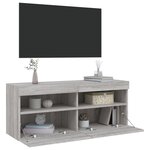 vidaXL Meuble TV mural avec lumières LED sonoma gris 100x30x40 cm