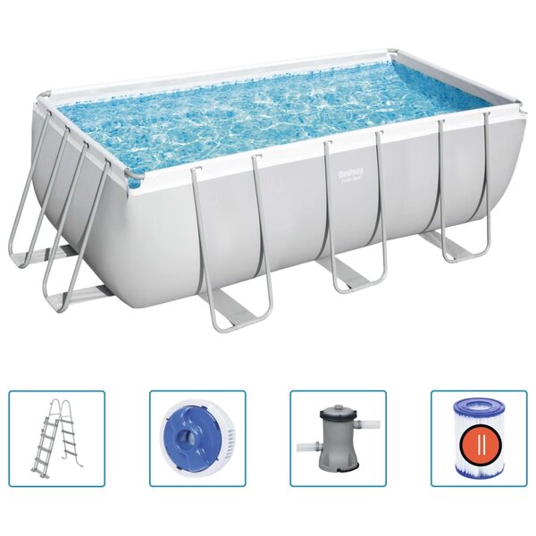 Bestway Ensemble de piscine rectangulaire Power Steel 412x201x122 cm