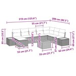 vidaXL Ensemble de canapé de jardin 9 Pièces Gris 319 x 209 x 85 cm