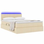 vidaXL Lit avec rangement et LED Crème 140 x 190 cm Polyester