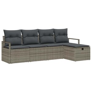 vidaXL Ensemble de Canapés avec coussin avec stockage Gris polyrotin