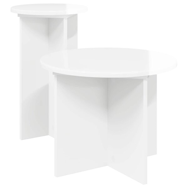vidaXL Ensemble de tables d'appoint 2 pièces Blanc brillant