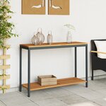 vidaXL Table d'extérieur Naturelle et Noire 35x110x75 cm en Bois Massif et Acier