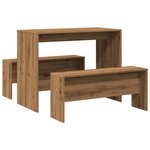 vidaXL Ensemble table à manger et bancs 3 Pièces bois d'ingénierie