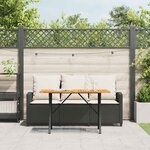 vidaXL Canapé de jardin 3 places coussins et table noir résine tressée