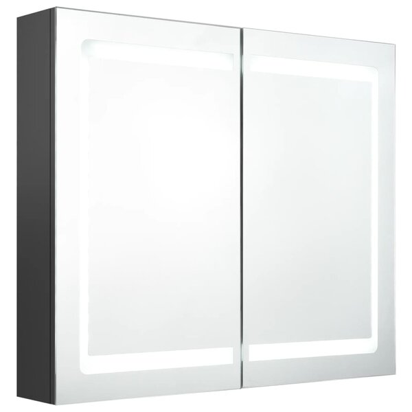 vidaXL Armoire de salle de bain à miroir LED gris 80x12x68 cm