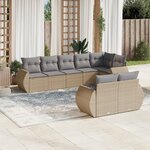vidaXL Salon de jardin avec coussins 8 Pièces beige résine tressée