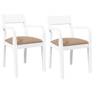 vidaXL Chaises à manger coussins 2 Pièces blanc bois massif caoutchouc