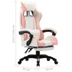 vidaXL Fauteuil de jeux vidéo et repose-pied Rose et blanc Similicuir