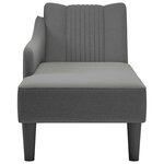 vidaXL Fauteuil long avec accoudoir droit gris foncé tissu