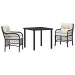 vidaXL Ensemble de salle à manger pour jardin 3 Pièces Noir Poly rotin