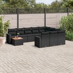 vidaXL Salon de jardin 11 Pièces avec coussins noir résine tressée