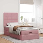 vidaXL Cadre de lit ottoman avec matelas rose 90x200 cm velours