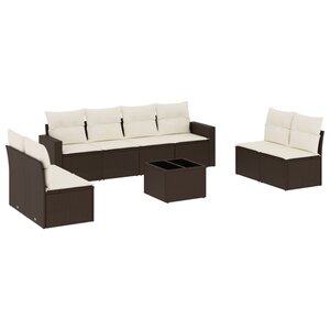 vidaXL Salon de jardin avec coussins 9 Pièces marron résine tressée