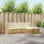 vidaXL Ensemble de canapés d'extérieur 4 pc Blanc et crème Polyester