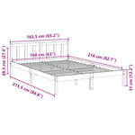 vidaXL Cadre de lit extra long sans matelas 160x210 cm bois massif pin