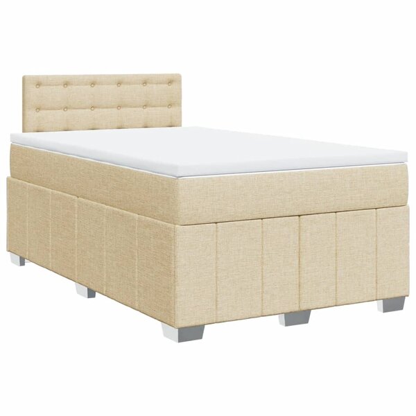 vidaXL Sommier à lattes de lit avec matelas crème 120x190 cm tissu