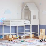 vidaXL Lit superposé avec échelle et toit sans matelas blanc 80x200 cm
