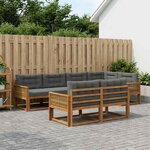 vidaXL Ensemble de canapés d'extérieur 8 pc Naturel et Anthracite