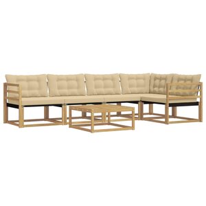 vidaXL Ensemble de canapés d'extérieur 6 pc Blanc et Beige