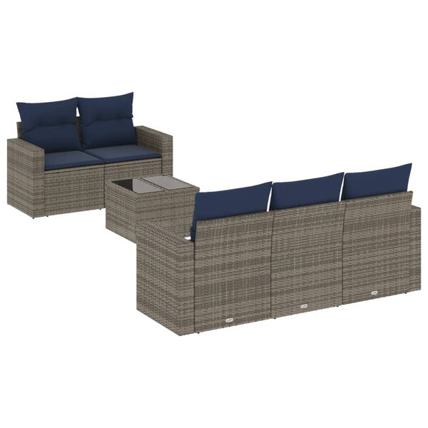 vidaXL Salon de jardin 6 Pièces avec coussins gris résine tressée