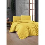 Parure de lit - housse de couette 220 x 240 + 2 taies d'oreiller 60 x 60 coton renforcé - Jaune
