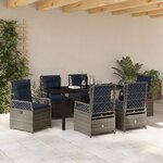 vidaXL Ensemble de salle à manger de jardin 7 pièces Gris Poly Rattan