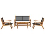 vidaXL Ensemble de chaises et table de jardin - 4 pièces en bois d'acacia noir