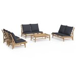 vidaXL Salon de jardin 5 Pièces avec coussins gris foncé bambou