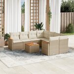 vidaXL Salon de jardin avec coussins 9 Pièces beige résine tressée