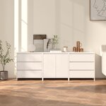vidaXL Buffets 3 Pièces Blanc Bois d'ingénierie