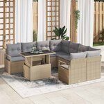 vidaXL Ensemble de canapé de jardin 9 Pièces beige et gris clair